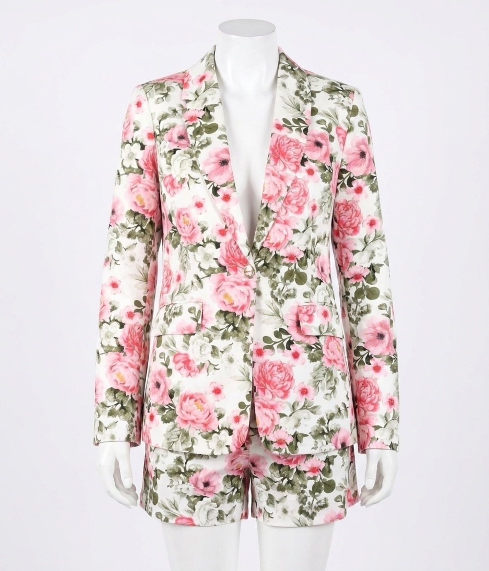 NEW FATE floral blazer in white/pink/ green